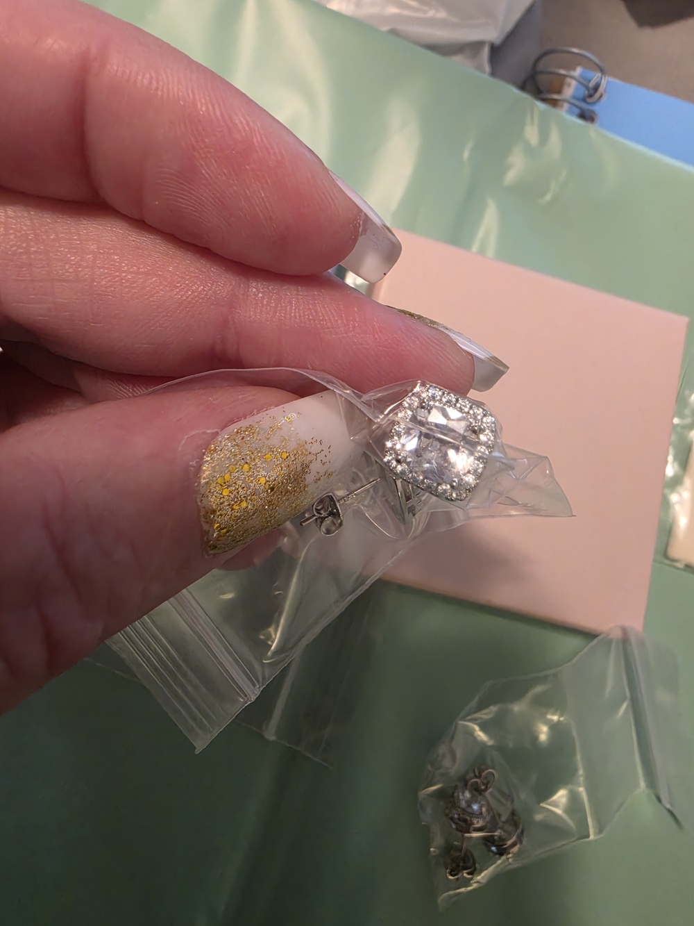 Clear Cubic Zirconia Halo Stud Earrings in Silver Tone